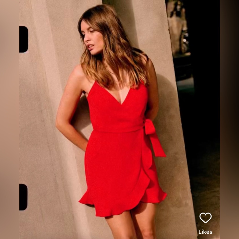 Sezane Red Mini Wrap Dress